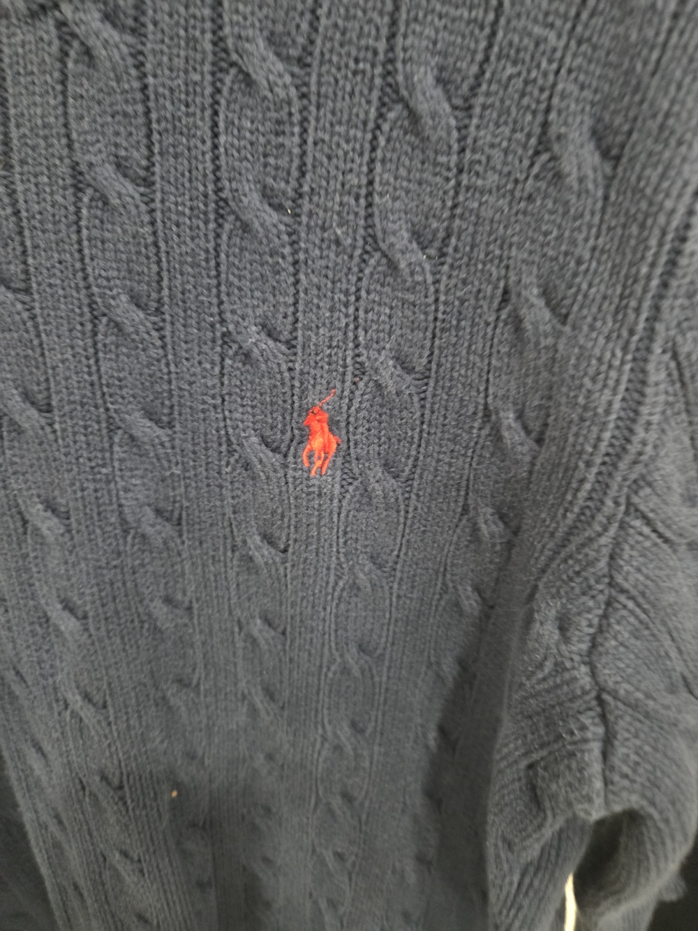 Ralph Lauren Navy Cable-Knit Crewneck Sweater Size XL - Picture 5 of 7
